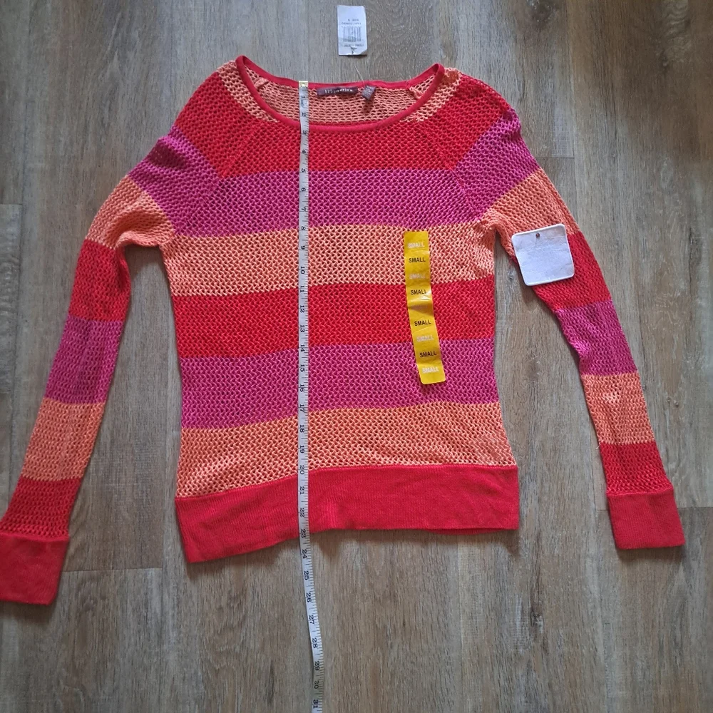525america Tart Combo Mesh Long-sleeved Round Neck Multicolored Top Size Small